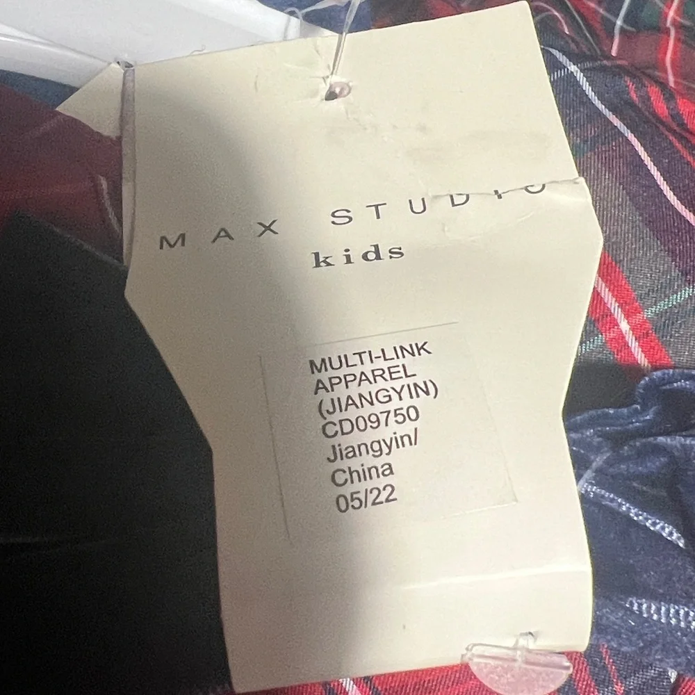 Max Studio Kids Red and Navy Plaid Dress